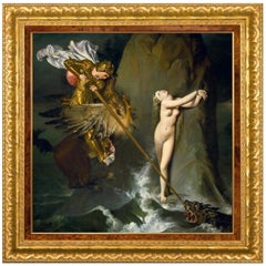 Ruggiero Rescuing Angelica, after Neoclassical Oil Painting by Jean Ingres