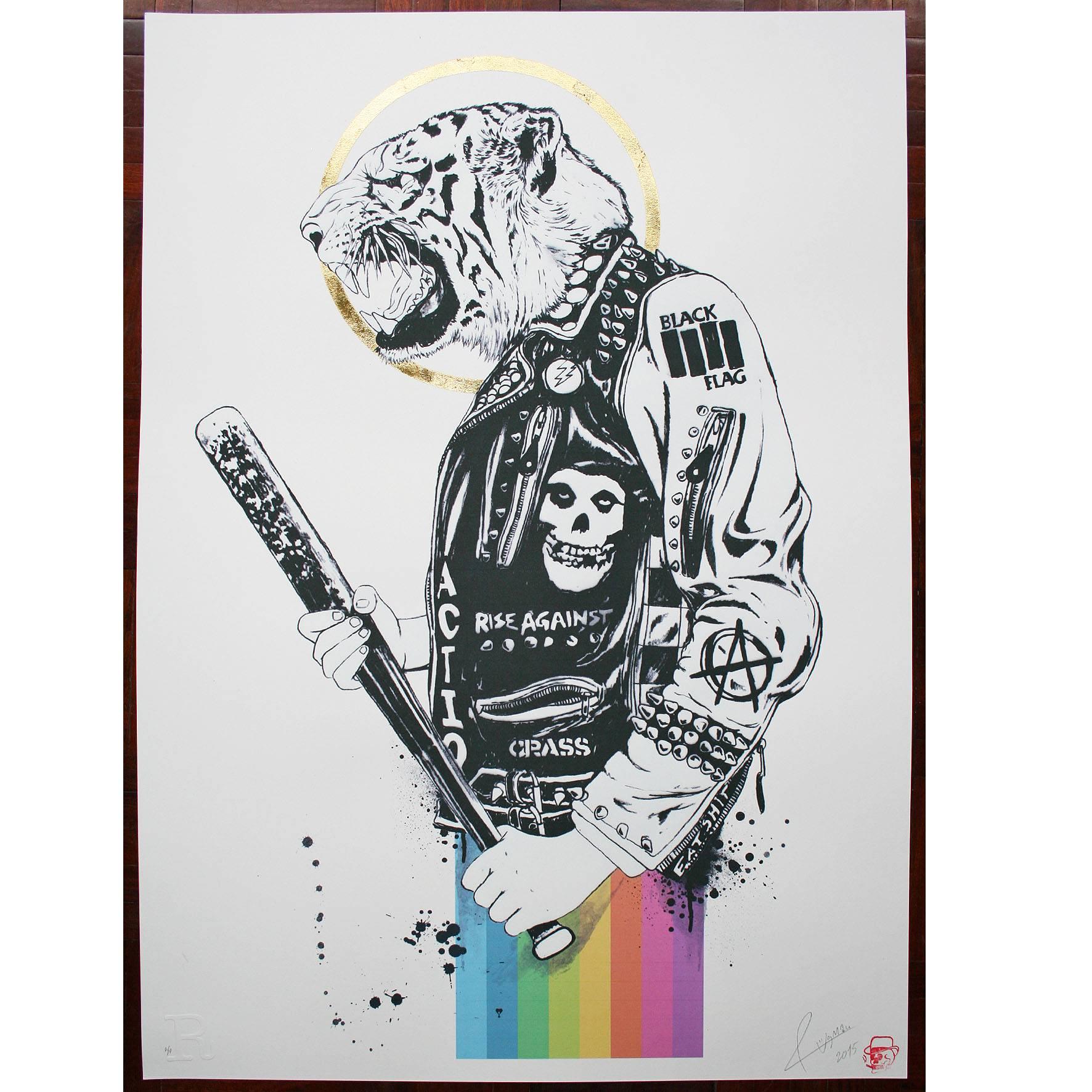 Smoking Chimp Gold Leaf Limited Edition A/P Print For Sale 7
