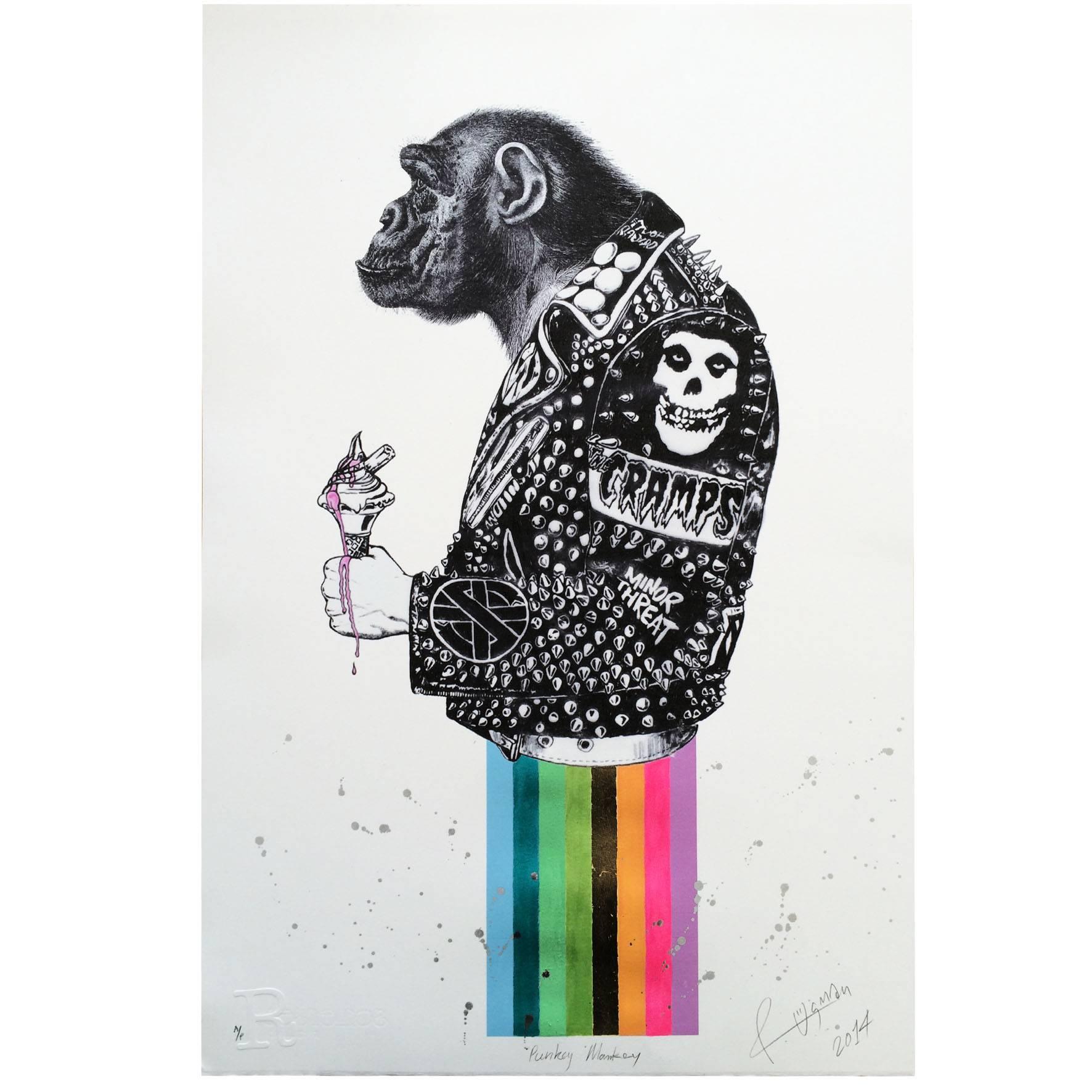 Smoking Chimp Gold Leaf Limited Edition A/P Print For Sale 6