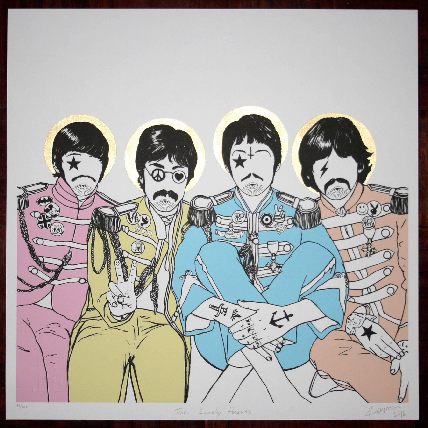 Rugman Figurative Print - The Lonely Hearts - Beatles