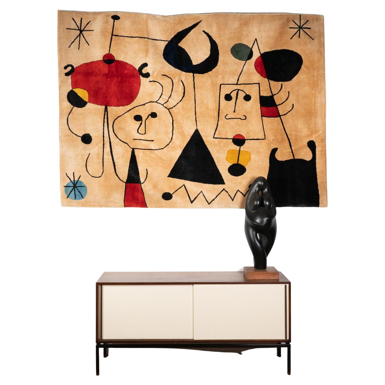 Tapis,	ou	tapisserie,	inspiré	par	Joan	Miro.	Contemporain	travail. en vente