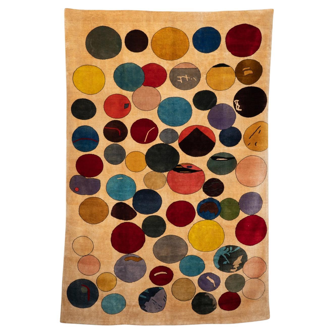 Rug,	or	tapestry,	in	wool,	representing	colored	circles.	Contemporary	work For Sale