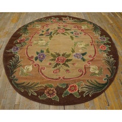 Antique American Hooked Rug, Floral Medallion Design, Circa 1920s