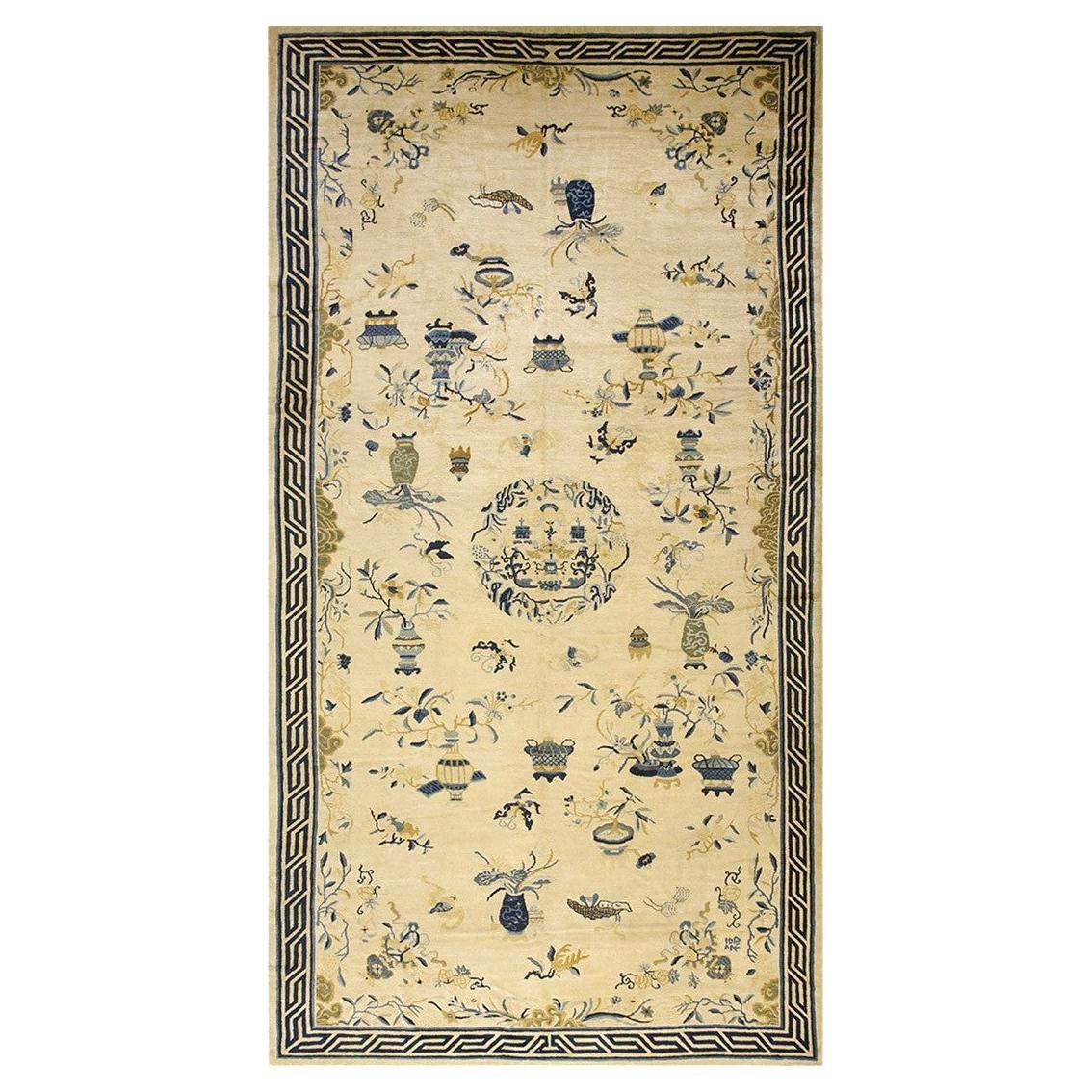Antique Chinese Peking Rug, Hand-Knotted Wool, 8'1\" x 15'6\", 1890s