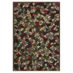 Rugs On Net Antique Jewel Tone American Folk Art Crazy Quilt Pattern Hooked Rug