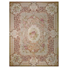 Rugs On Net Antique Napoleon III Design Ivory Flatwoven French Aubusson Carpet
