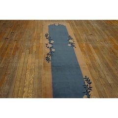 Rugs On Net Blue Antique Open Field Floral Deco Runner Chinese Peking Carpet Rug