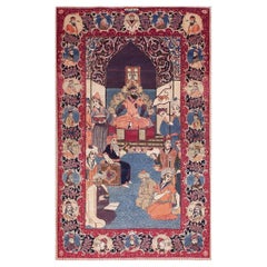 Rugs On Net Fine Colorful Mid 20th Century Signed Pictorial Persian Kashan Rug