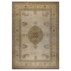 Rugs On Net Ivory Room Size Antique Indian Paisley Design Amritsar Rug Carpet