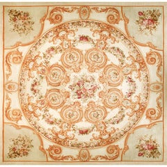 Rugs On Net Large Square Ivory Gold Antique Floral French Flatweave Aubusson Rug