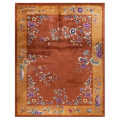 Rugs On Net Luxurious Reddish Bronze Antique Art Deco Chinese Rug Wool Carpet