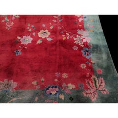 Rugs On Net Luxurious Rich Red Antique Wool Floral Chinese Art Deco Rug Carpet
