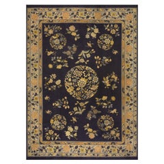 Rugs On Net Navy Antique Floral Medallion Chinese Art Deco Rug