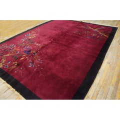 Rugs On Net Red Maroon Antique Wool Walter Nichols Chinese Art Deco Rug Carpet