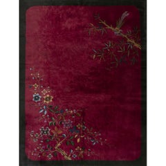 Rugs On Net Red Maroon Antique Wool Walter Nichols Chinese Art Deco Rug Carpet