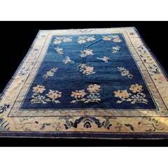 19th Century Hand-Knotted Chinese Peking Carpet, Qing Style, 1880s