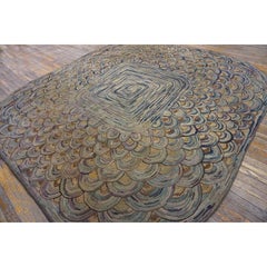 RugsOnNet Antique Important "Fan Arc" Square Shape American Folk Art Hooked Rug