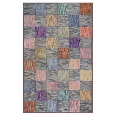 RugsOnNet Antique Tile Basket Weave Design American Folk Art Hooked Rug Carpet