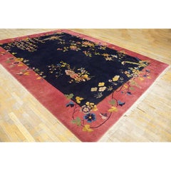 RugsOnNet Alfombra Art Decó China Walter Nichols de Lana Azul y Coral