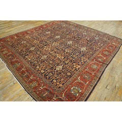RugsOnNet Blue Geometric Antique Square Persian Sarouk Farahan Wool Rug Carpet