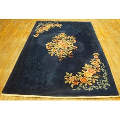 RugsOnNet Blue Minimalist Antique Floral Luxurious Chinese Art Deco Rug Carpet