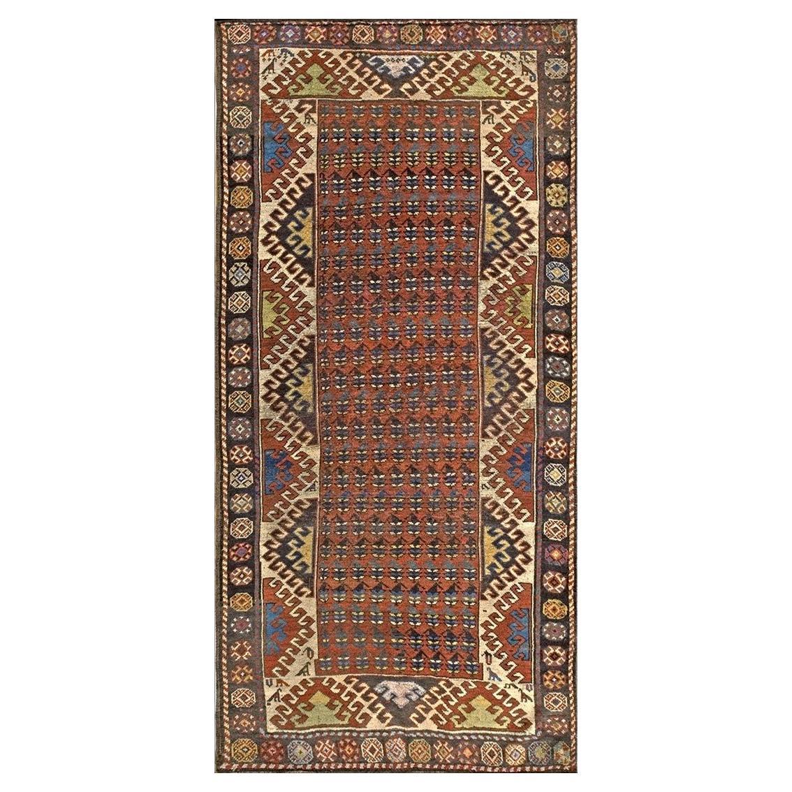 RugsOnNet Casual Antique Wool Pile Rustic Tribal Geometric Caucasian Kazak Rug For Sale