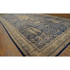 RugsOnNet Fine Blue Antique Oversized Floral Medallion Indian Lahore Carpet Rug