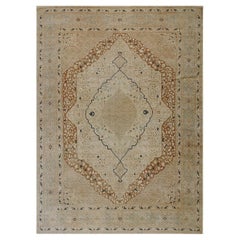 RugsOnNet Fine Light Ivory Antique Floral Persian Tabriz Haji Jalili Rug Carpet