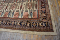 RugsOnNet Ivory Antique Tribal Geometric Room Size Persian Bidjar Carpet Rug