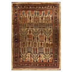 RugsOnNet Ivory Antique Tribal Geometric Room Size Persian Bidjar Carpet Rug