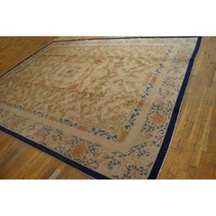 RugsOnNet Ivory Cream Antique Wool Chinese Art Deco Rug Carpet by Helen Fette