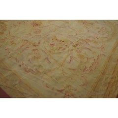 RugsOnNet Ivory Cream Floral Antique Square Flatwoven French Aubusson Carpet Rug