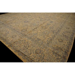 RugsOnNet Große Creme Hellblau Antiker Persischer Kerman Teppich Handgeknüpfter Teppich