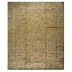 RugsOnNet Große Creme Hellblau Antiker Persischer Kerman Teppich Handgeknüpfter Teppich