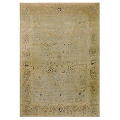 RugsOnNet Large Fine Ivory Antique Luxurious Persian Mohtashem Kashan Carpet Rug