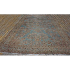 RugsOnNet Large Floral Antique Decorative Light Blue Persian Malayer Rug Carpet