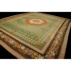 RugsOnNet Large Green Antique Neoclassic French Restoration Aubusson Rug Carpet