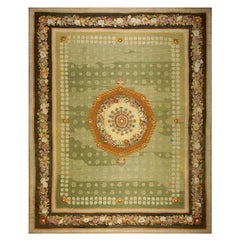 RugsOnNet Large Green Antique Neoclassic French Restoration Aubusson Rug Carpet