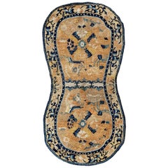 RugsOnNet Light Antique Chinese Qing Style Horse Saddle Cover Floral Rug Carpet