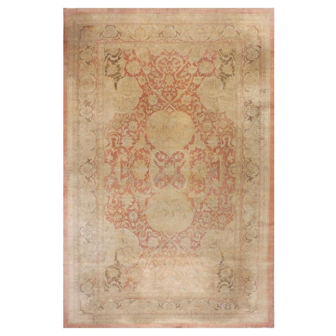 RugsOnNet Light Coral Antique Large 19th Century Wool Indian Amritsar Carpet Rug For Sale