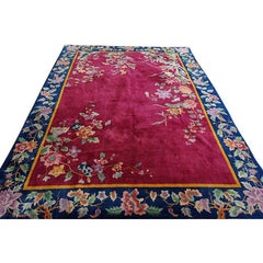 RugsOnNet Luxurious Red Antique Walter Nichols Chinese Wool Art Deco Rug Carpet