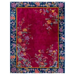 RugsOnNet Luxurious Red Antique Walter Nichols Chinese Wool Art Deco Rug Carpet