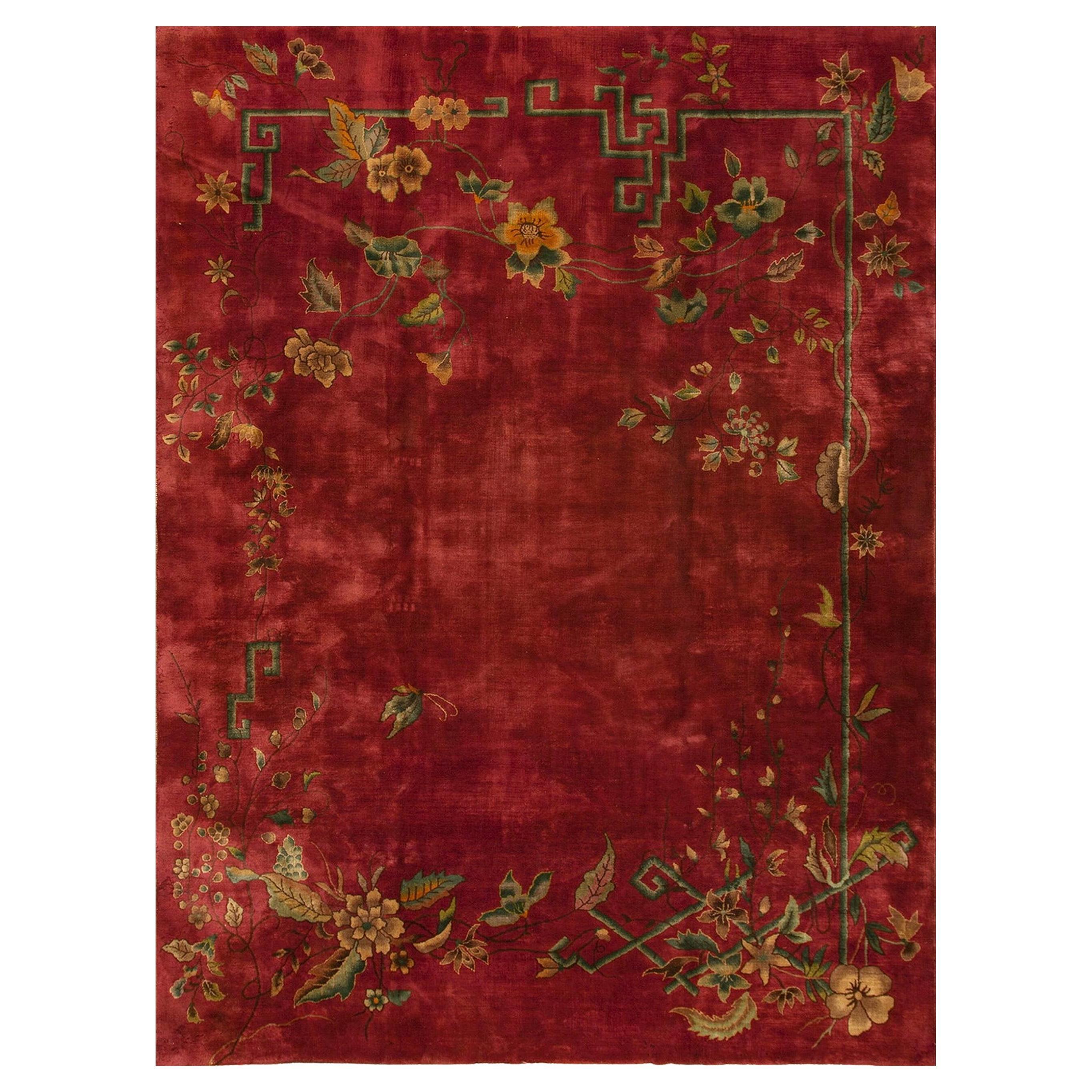 RugsOnNet Luxurious Wool Pile Red Antique Chinese Art Deco Room Size Rug Carpet
