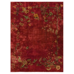 RugsOnNet Luxurious Wool Pile Red Antique Chinese Art Deco Room Size Rug Carpet