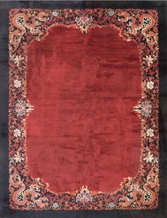 RugsOnNet Minimalist Red Rust Antique Walter Nichols Chinese Art Deco Rug Carpet