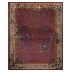 RugsOnNet Purple Antique Room Size Walter Nichols Chinese Art Deco Rug Carpet