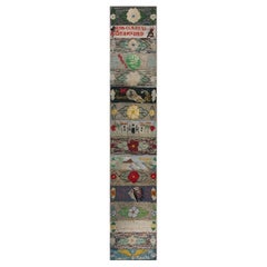 RugsOnNet Rare Antique Family Record American Folk Art Hooked Hallway Runner Rug