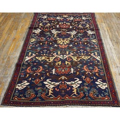 RugsOnNet Small Blue Antique Tribal Geometric Wool Caucasian Seychour Rug Carpet