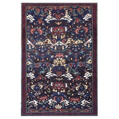 RugsOnNet Small Blue Antique Tribal Geometric Wool Caucasian Seychour Rug Carpet