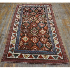 RugsOnNet Small Brown Antique Tribal Geometric Caucasian Chi Chi Wool Rug Carpet